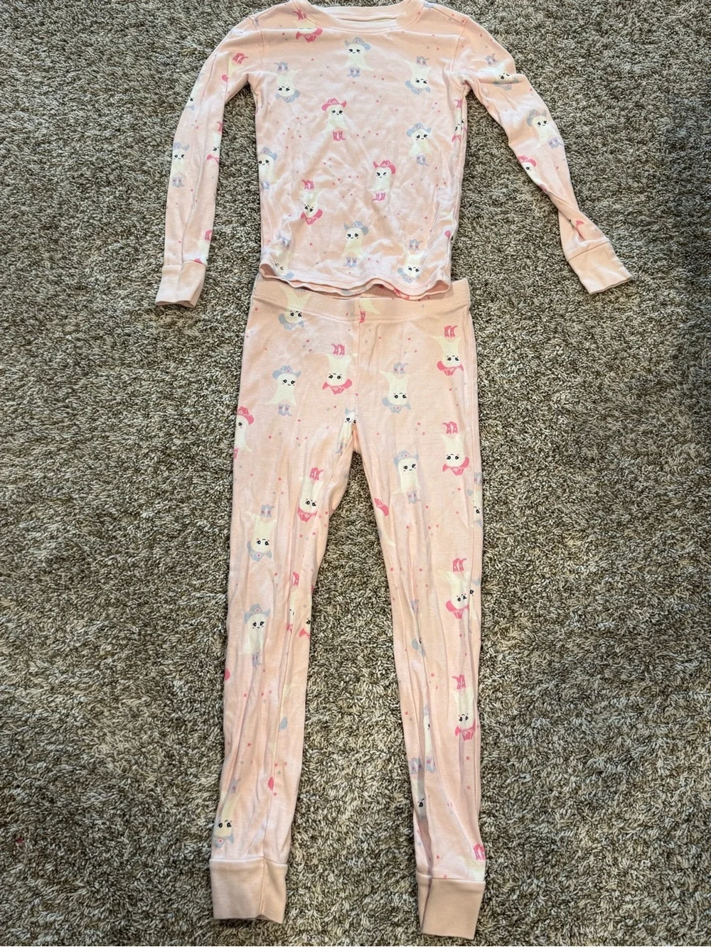 Old Navy Light Pink Puppy Print Long-Sleeve Pajama Set